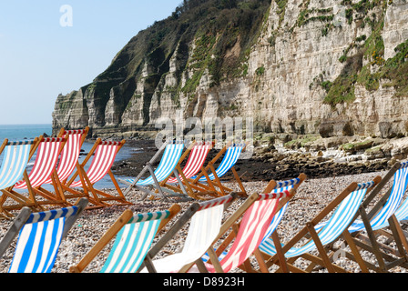 Vuoto sedie a sdraio birra Devon UK Foto Stock