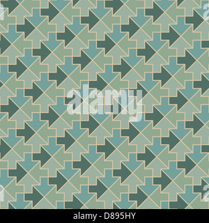 Frecce - un disegno geometrico in vintage colori verde Foto Stock
