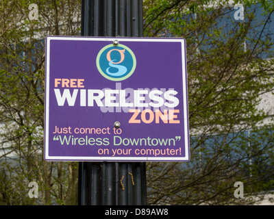 Libero accesso Wireless, downtown Greenville, SC, STATI UNITI D'AMERICA Foto Stock