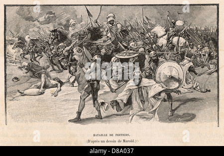 I Saraceni sono respinti a Tours da Charles Martel nel 732 Foto Stock