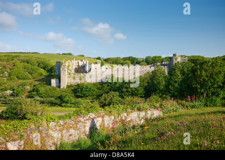 Manorbier Castle Manorbier Pembroke Pembrokeshire Wales Foto Stock