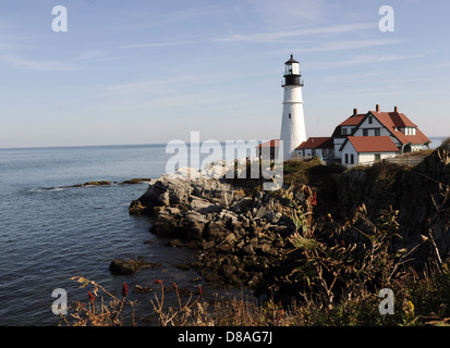 Portland Head Light Fort Williams 1791 Cape Elizabeth Maine, faro, Maine faro,New England,fanalisti house, Foto Stock