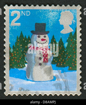 Regno Unito - circa 2006: un timbro stampato nel Regno Unito mostra immagine del pupazzo di neve, circa 2006. Foto Stock