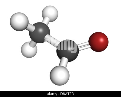 Acetaldeide (etanale) molecola, struttura chimica. Foto Stock