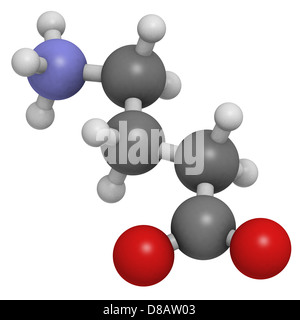 Gamma-aminobutirrico (GABA) neurotrasmettitore, modello molecolare. Gli atomi sono rappresentati come sfere convenzionale con codifica a colori Foto Stock