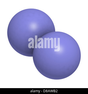 Azoto elementare (N2), il modello molecolare. Il gas di azoto è il principale componente dell'atmosfera della terra. Foto Stock