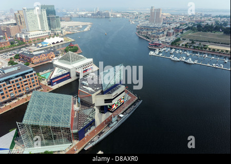 Vista aerea del porto di Baltimora in una giornata di sole Foto Stock