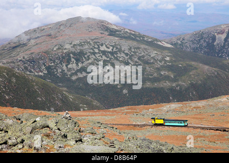 Mount Washington Cog Railroad al picco nelle White Mountains, Coos County, New Hampshire, Stati Uniti. Foto Stock