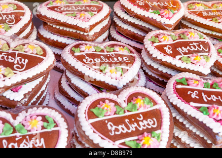 Gingerbread cuore sul pellegrinaggio nella Repubblica Ceca Città Chrudim Foto Stock