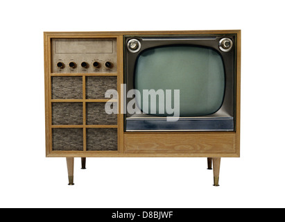 Retro TV in legno Foto Stock