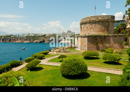 Torre Hidirlik in Kaleici, Antalya, Turchia Foto Stock