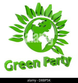 LOGO GREEN PARTY - CONCEPT 3D. Foto Stock
