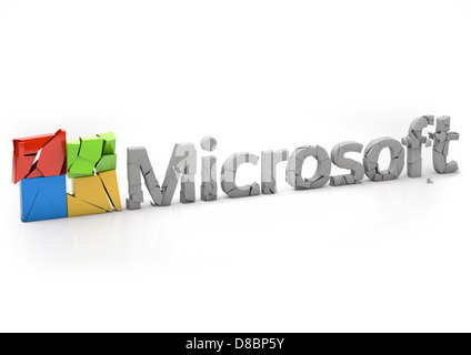 Sbriciolare logo microsoft - 3d concept Foto Stock