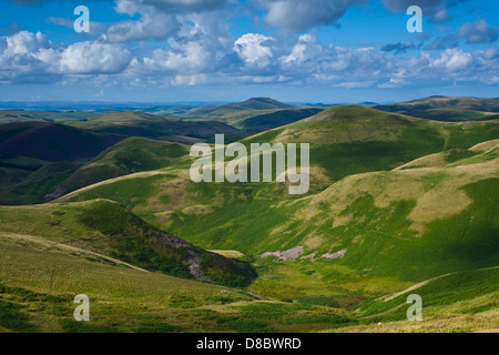 Northumberland Cheviot Hills in Inghilterra dalla frontiera scozzese. Foto Stock