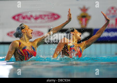 Savona, Italia. Il 24 maggio 2013. Il team di Italia durante il duetto libero preliminari di routine a livello europeo di nuoto sincronizzato Champions Cup dalla piscina comunale Carlo Zanelli. Credit: Azione Plus immagini di Sport / Alamy Live News Foto Stock