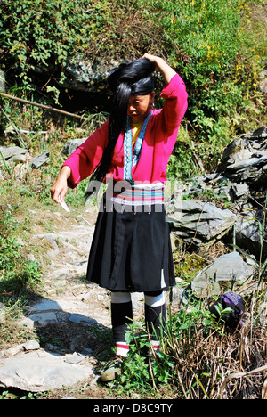 Il Longsheng terrazze di riso, Guilin, Guangxi, Cina del Sud Foto Stock