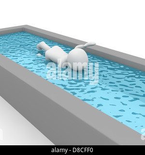 Un 3d carattere di nuoto in piscina. Foto Stock