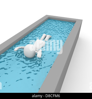 Un 3d charalter nuota in una piscina. Foto Stock