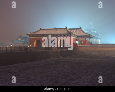 Tempio del Paradiso (天坛) al crepuscolo, Pechino Cina (Patrimonio Mondiale dell'UNESCO) Foto Stock