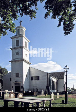 Vista della Chiesa di San Giovanni Evangelista, Richmond, Virginia, costruito 1771, esempio di American architettura coloniale. Foto Stock