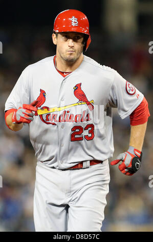 24 maggio 2013 - Los Angeles, California, Stati Uniti d'America - 24 Maggio 2013 a Los Angeles, California: St. Louis Cardinals terzo baseman David Freese (23) arrotonda le basi durante il gioco tra il St. Louis Cardinals e il Los Angeles Dodgers al Dodger Stadium il 24 maggio 2013 a Los Angeles, California. Rob Carmell/CSM Foto Stock