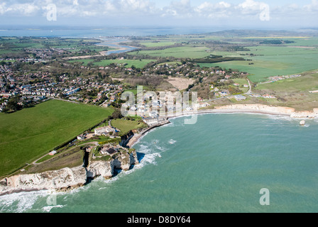 Vista aerea della baia di acqua dolce Isola di Wight Foto Stock