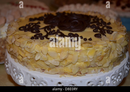 Giallo e cioccolato torta di mandorle Foto Stock