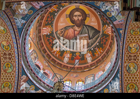 Dipinto interno della cupola di Agios Minas cattedrale Heraklion, Creta, Grecia Foto Stock