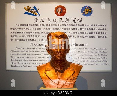 Busto del Generale Joseph Warren Stilwell, Flying Tigers Museum, Chongqing Cina Foto Stock