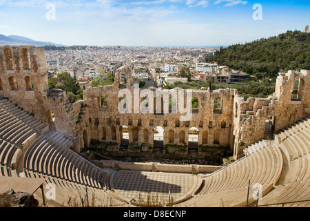 Antico Odeum dell'Acropoli, il teatro di Erode Attico Foto Stock