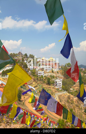 Thrangu Tashi Yangtse monastero all'interno complesso Namobuddha, Dhulikhel, Valle di Kathmandu, Nepal Foto Stock