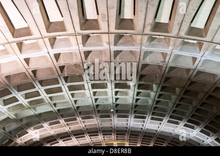 Soffitto a volta, centro Metro Station, Washington Metropolitan Area Transit Authority, DC Foto Stock