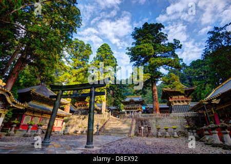 Al Santuario di Toshogu motivi in Nikko, Giappone, vista della tomba dell'ultimo Shogunato Tokugawa Ieyasu. Foto Stock