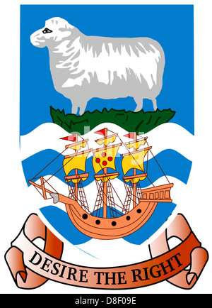 Stemma del British Overseas territorio Isole Falkland. Foto Stock