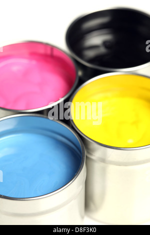 CMYK di lattine di vernice Foto Stock