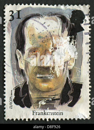 Regno Unito - circa 1997: un timbro stampato nel Regno Unito mostra immagine del Frankenstein. Racconti e leggende. Horror Storie, circa 1997. Foto Stock