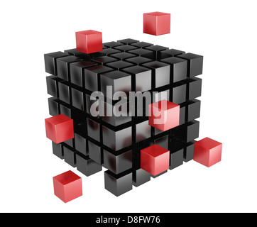 3d i blocchi di colore rosso e nero. Foto Stock