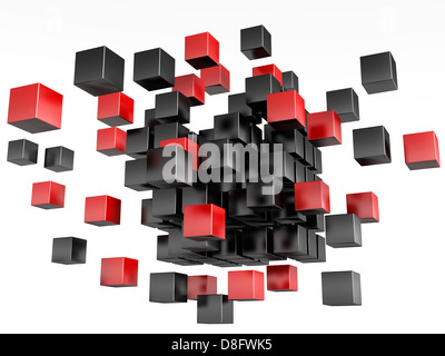 3d i blocchi di colore rosso e nero. Foto Stock