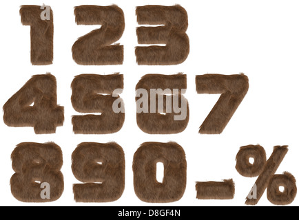 Numeri realizzato da pelliccia alfabeto. Foto Stock