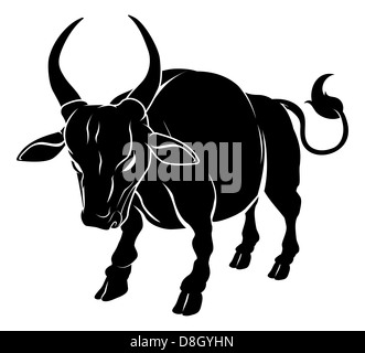 Una illustrazione di un bue stilizzata o bull forse un bue tattoo Foto Stock