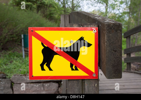 Non sono ammessi cani segno nel parco, Lappeenranta FINLANDIA Foto Stock