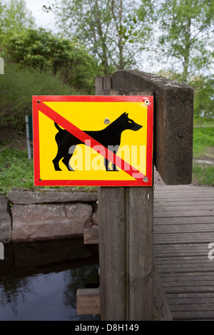 Non sono ammessi cani segno nel parco, Lappeenranta FINLANDIA Foto Stock