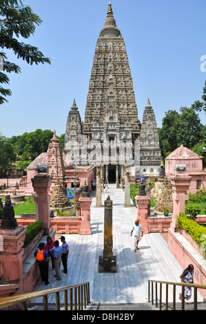 Tempio di Mahabodhi, Bodh Gaya, Gaya, Bihar, in India Foto Stock