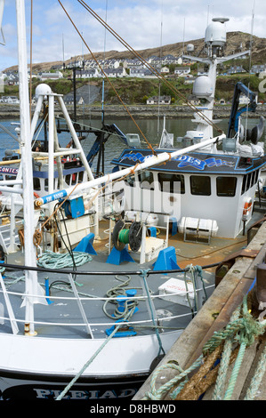 Il ponte di una barca da pesca a Mallaig Harbour Scotland Regno Unito Foto Stock