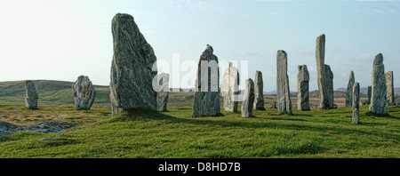 Ripresa a tutto campo della pietre permanente di isola di Lewis Callanish , Scozia Foto Stock