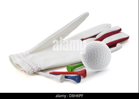 Guanto da golf, tee, sfera Foto Stock