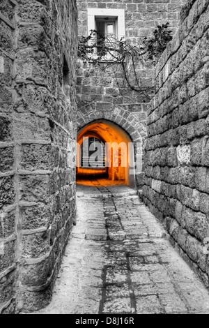 Strada di ciottoli in Yaffa, Israele Foto Stock