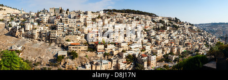 Vista panoramica del villaggio di Silwan a Gerusalemme, Israele Foto Stock