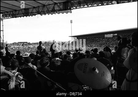 Nelson Mandela,ANC campagna elettorale rally,Athlone,Cape Town,1994 Foto Stock