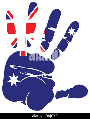 Stampa a mano bandiera di australia Foto Stock